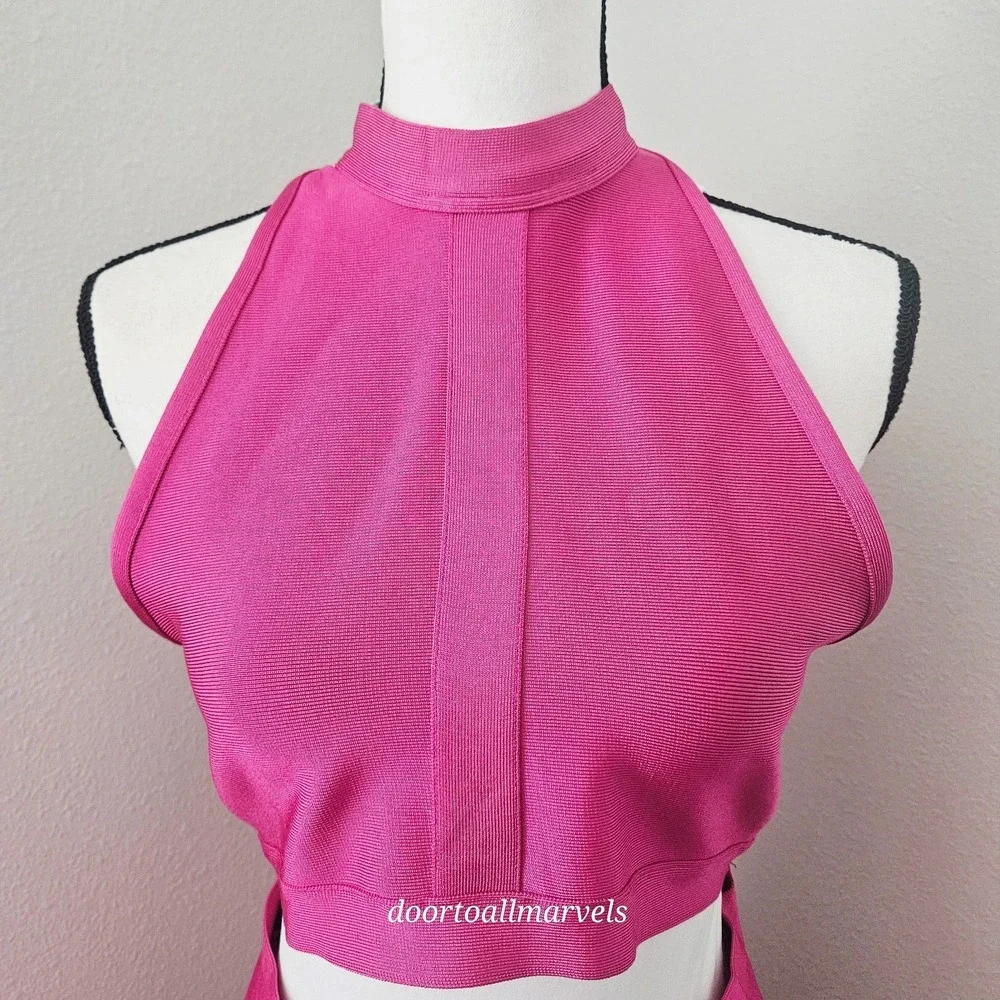 Herve Leger + Forever 21 Fuchsia Pink Bandage Midi Dress sz XL Prom Wedding